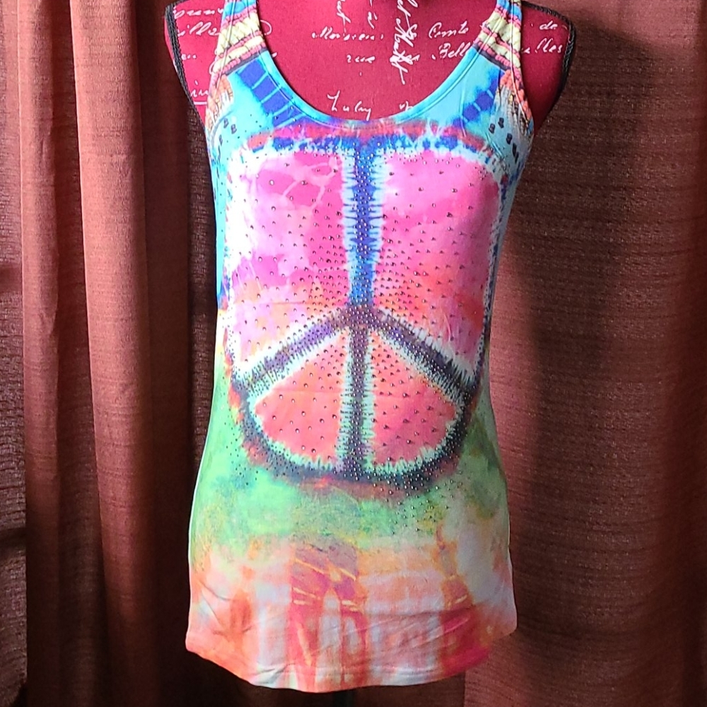 Blinged out Peace Tank Top ✌